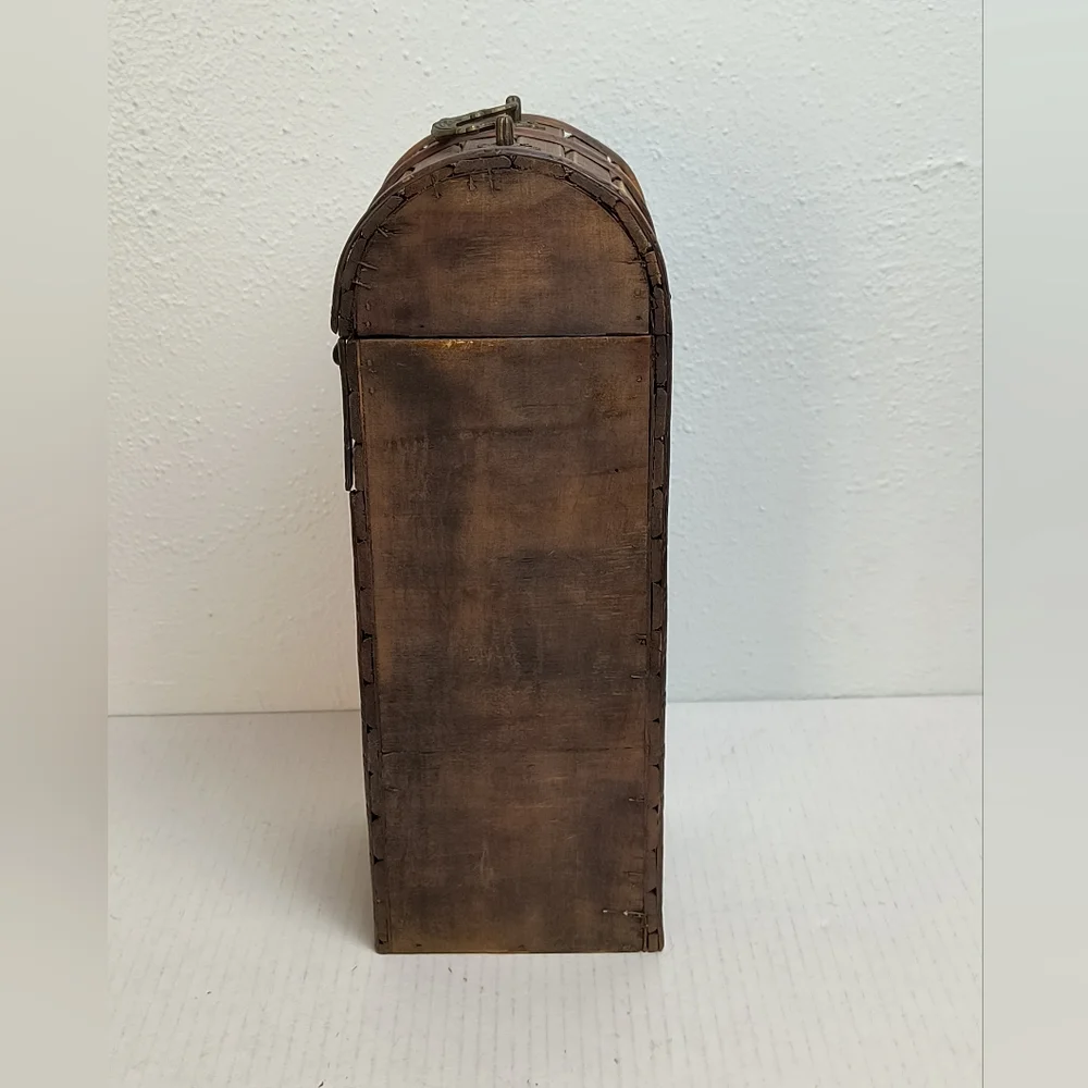 Vintage Decorative Wood & Brass Wine Bottle Box